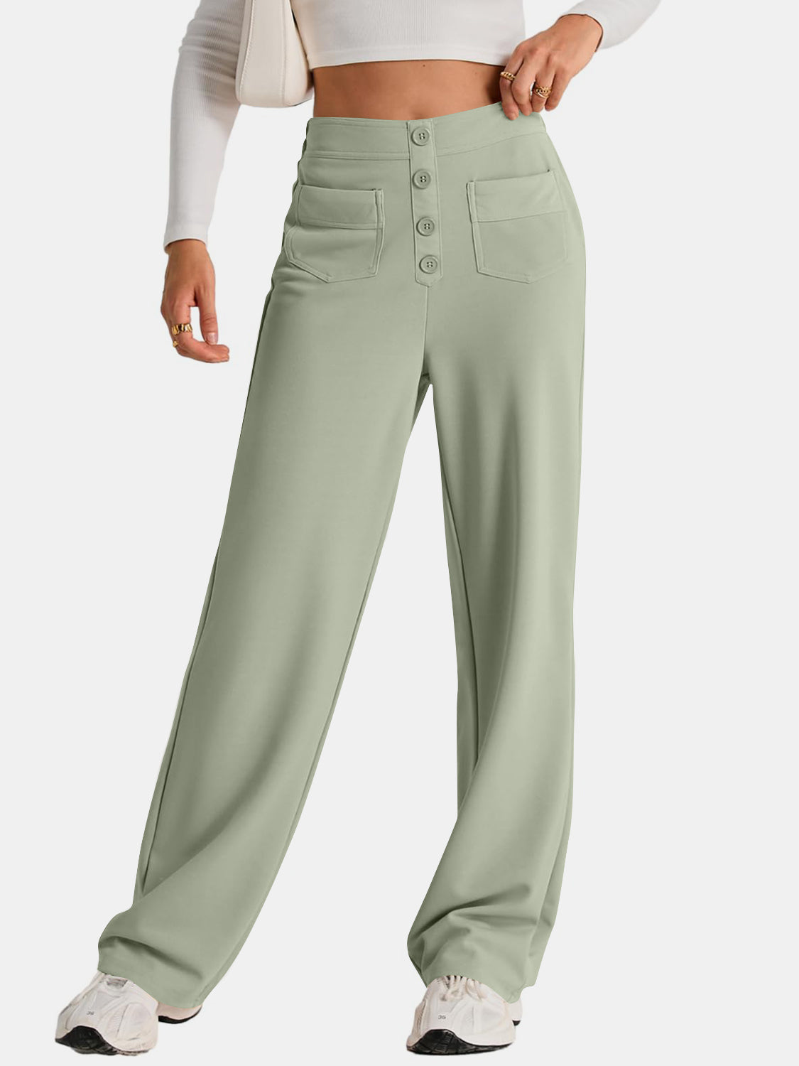 Valenzora | Wide-waisted trousers with pockets, elegant and comfortable