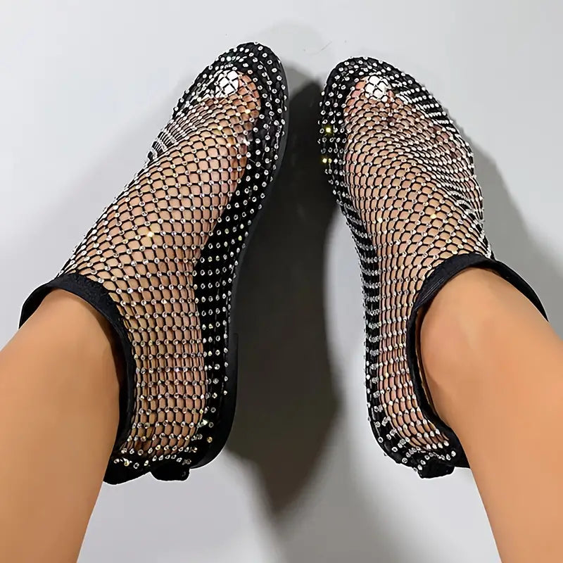 Valenzora | Sandals with rhinestones and mesh