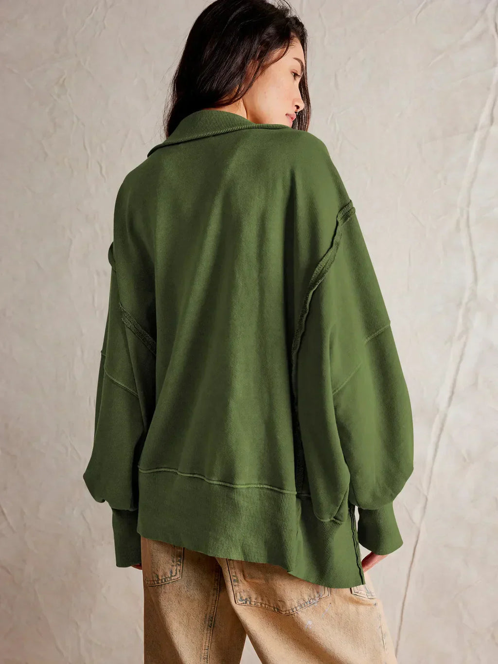 Valenzora - Casual sweatshirt with buttons and lamp sleeves