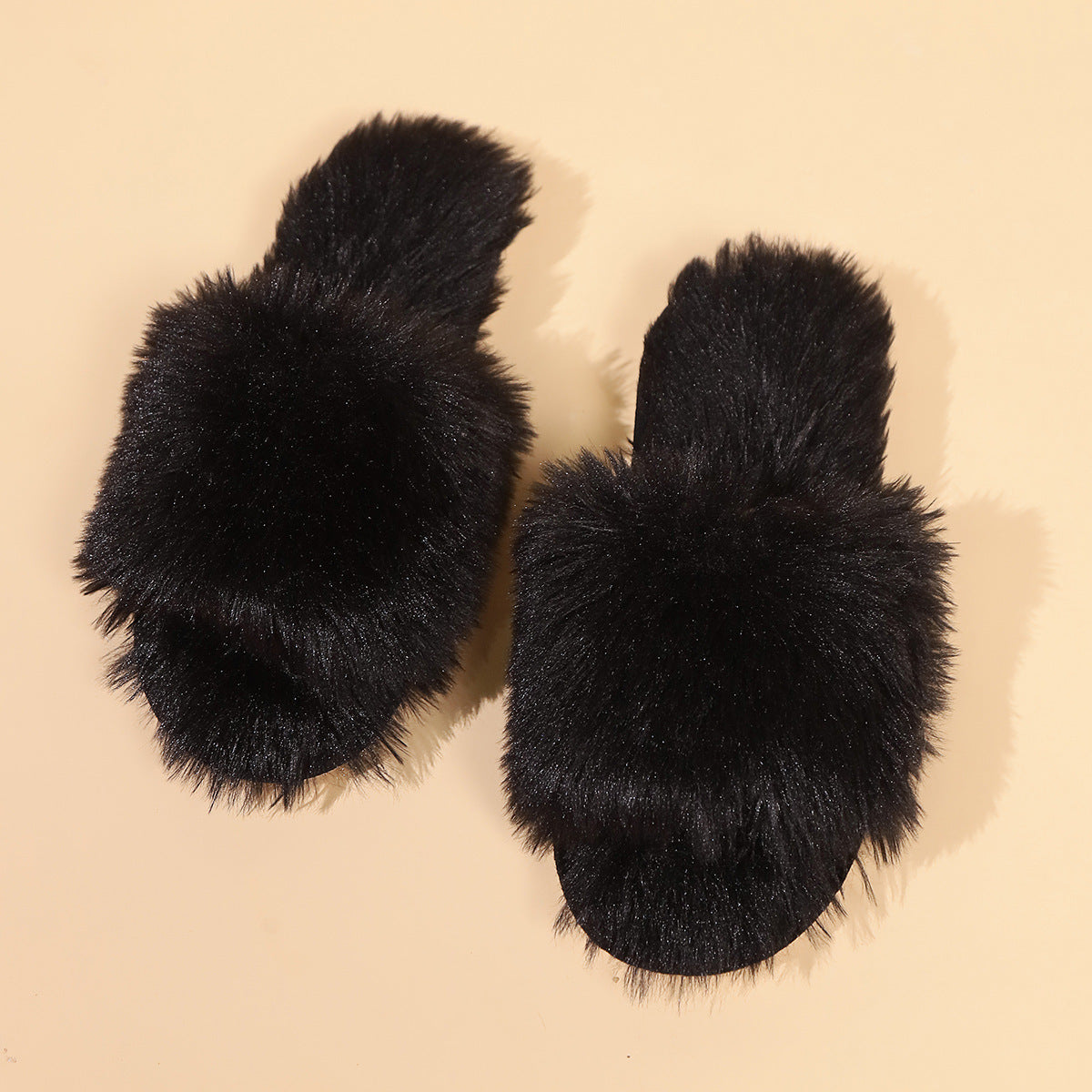 Valenzora | Mules - Women's slippers with open toe and faux fur