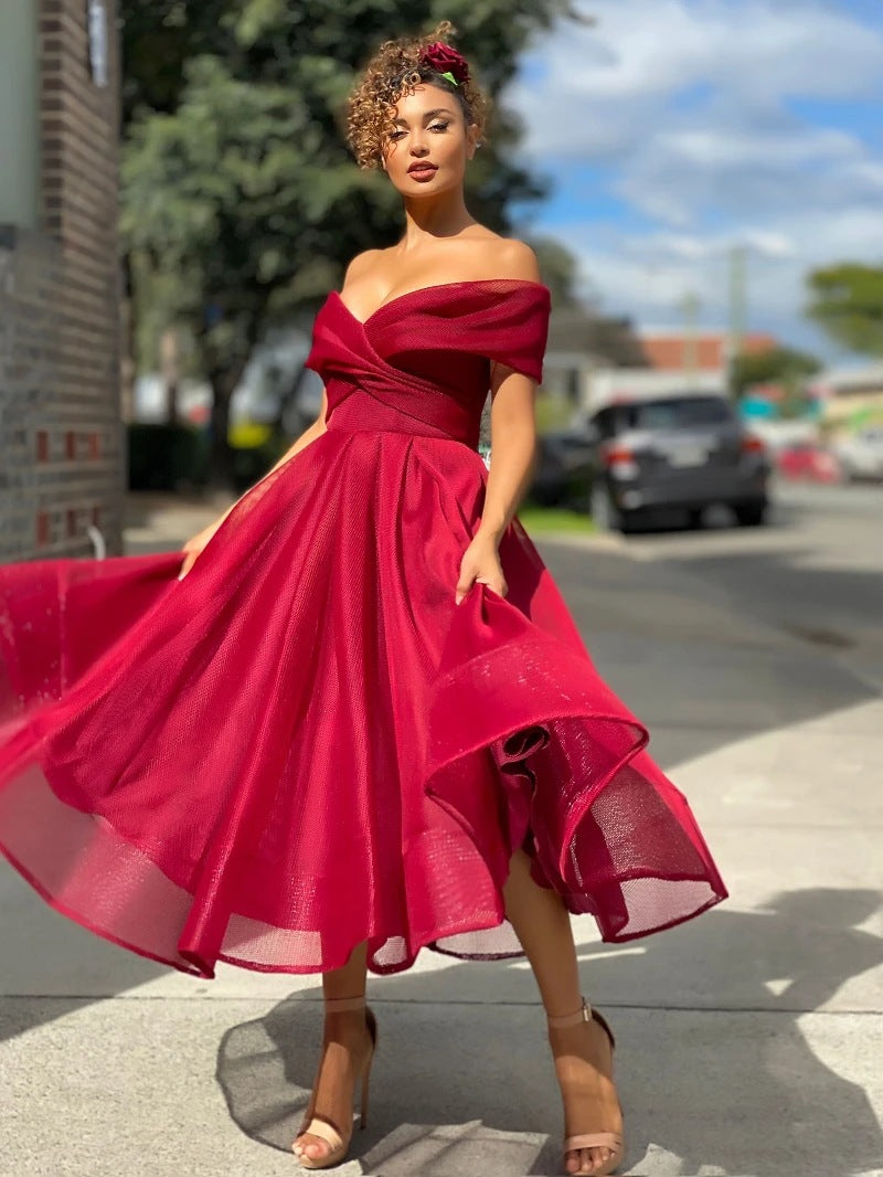 Valenzora | Elegantes schulterfreies Brautjungfernkleid