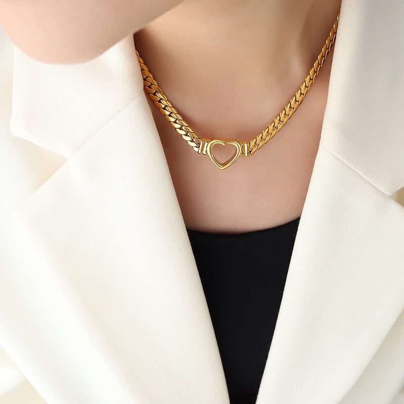 Valenzora | Small Heart Necklace Titanium Steel Hole