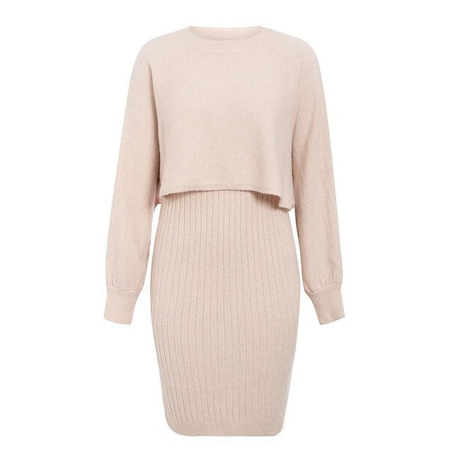 Valenzora | 1-piece knitted set - elegant knitted sleeveless dress with sweater for autumn and winter