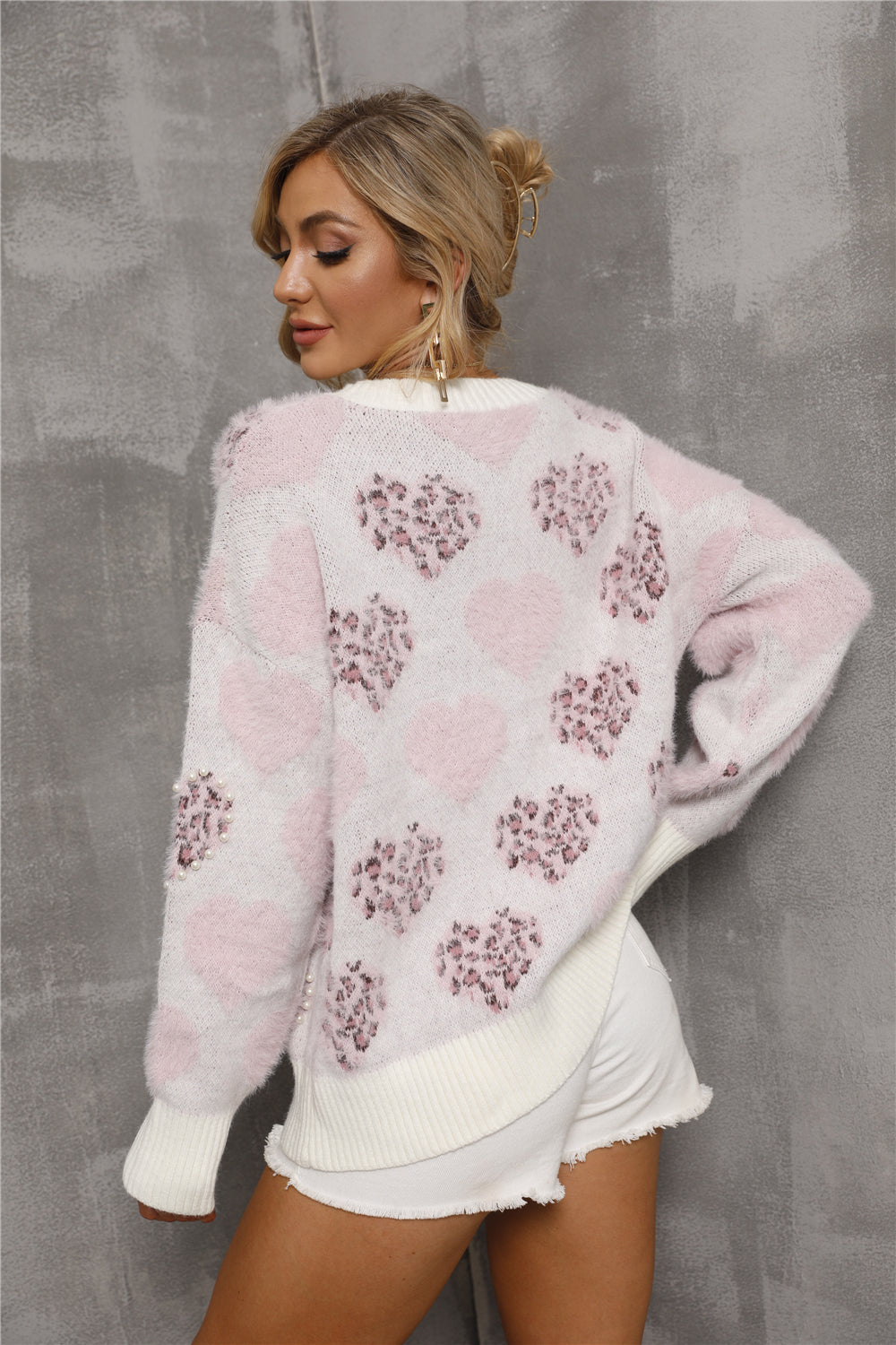 Valenzora Perlenliebe Muster Pullover Große Größen
