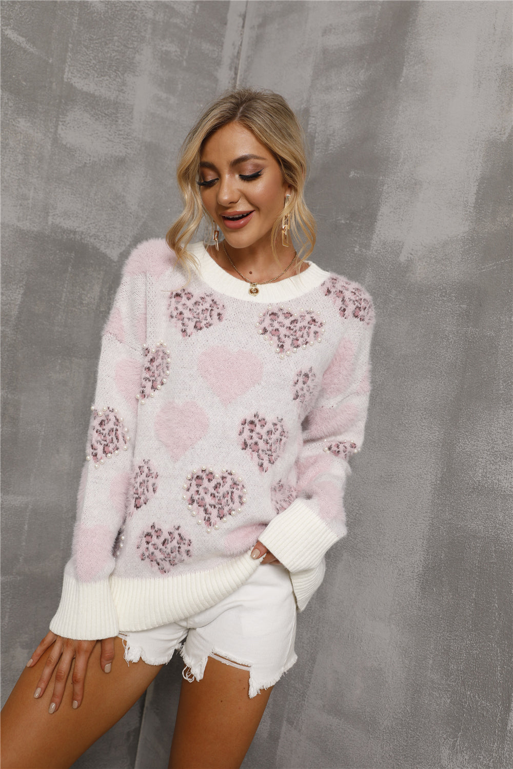 Valenzora Perlenliebe Muster Pullover Große Größen