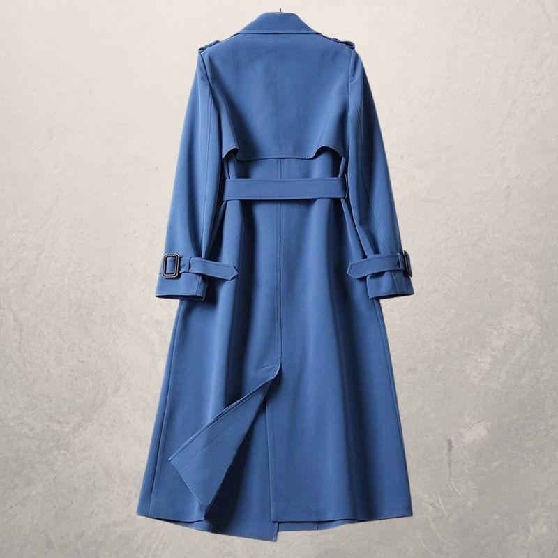 Valenzora | Long trench coat, classic cut, double-breasted with belt and storm flap
