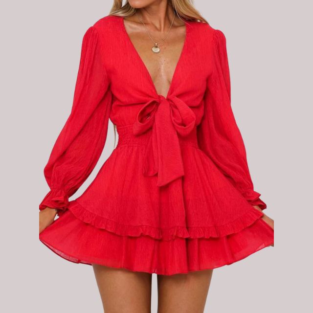 Valenzora | Wrap dress with ruffles and waistband
