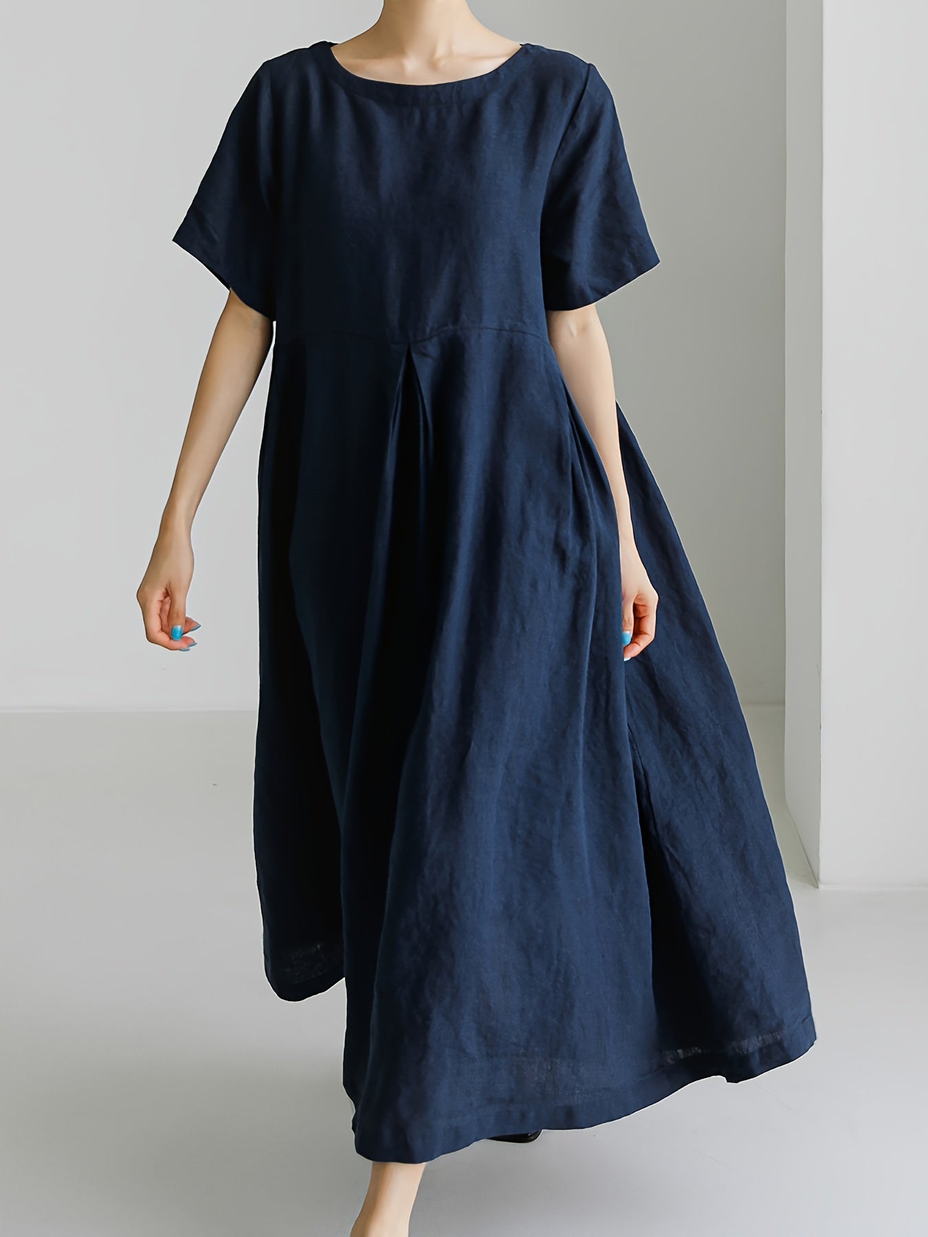 Valenzora | Women's Solid Color Linen Dress