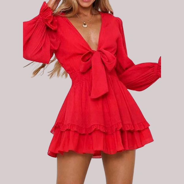 Valenzora | Wrap dress with ruffles and waistband