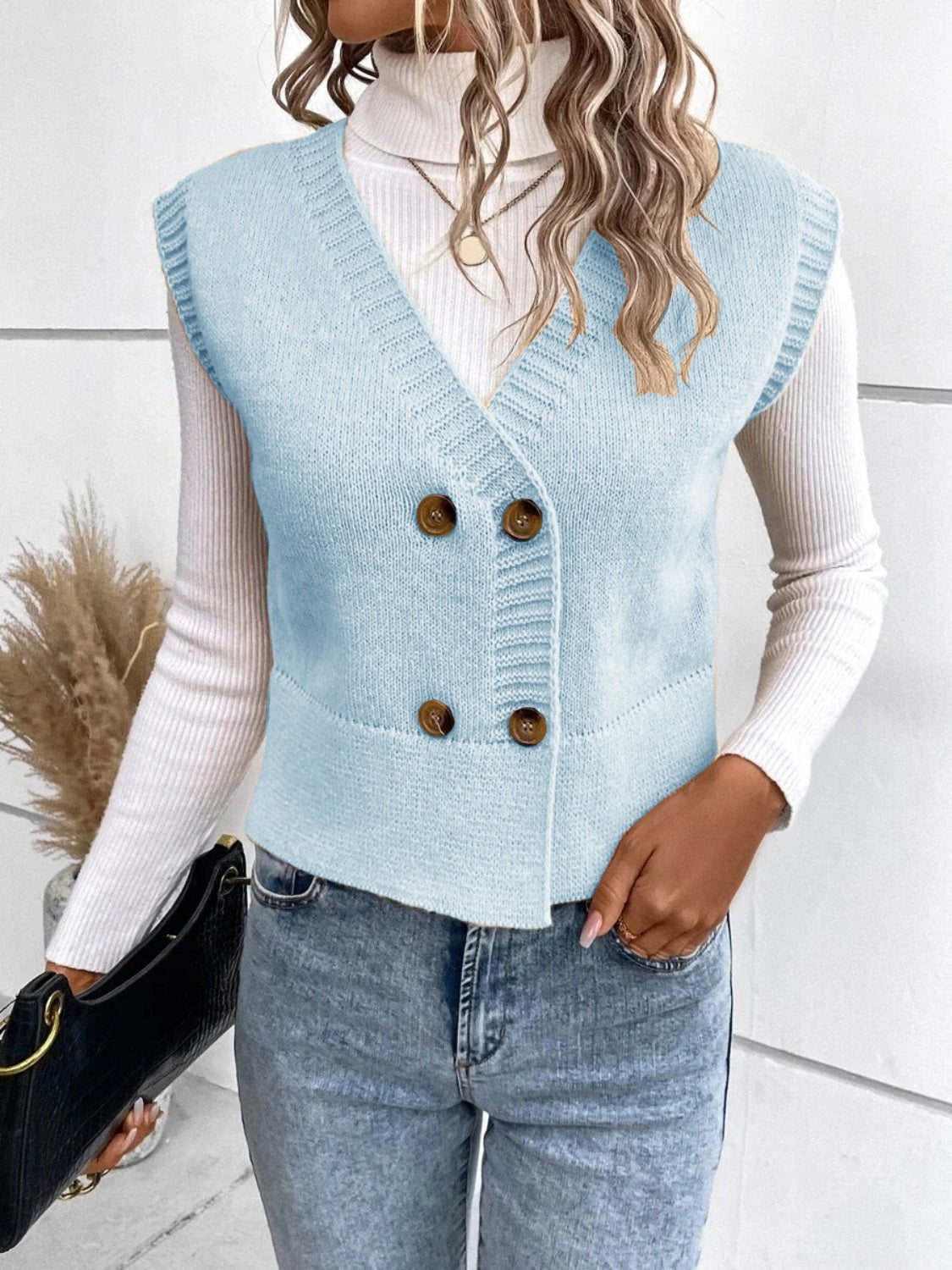 Valenzora | Elegante Herbst Klassische Knopfleiste V-Ausschnitt Strickweste für Damen