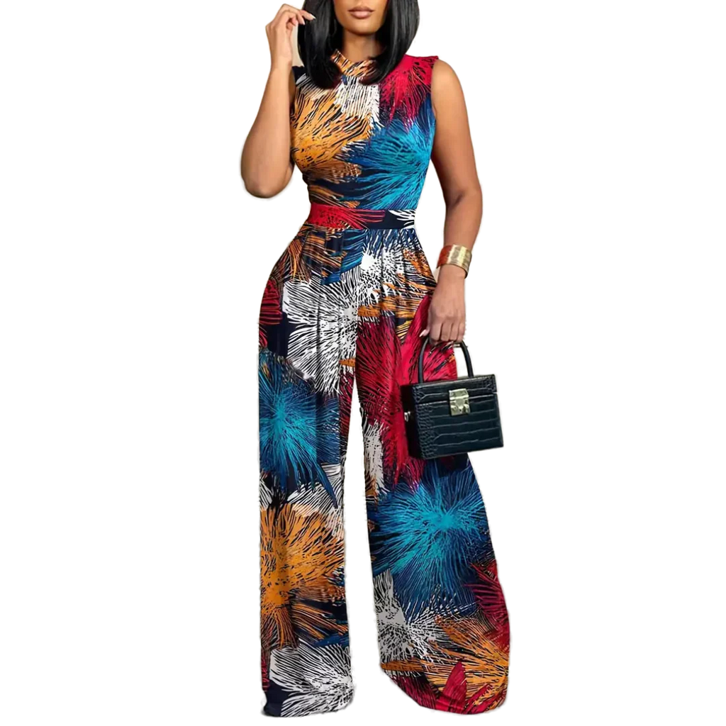 Sleeveless jumpsuit - Boho - Floral print Wide leg