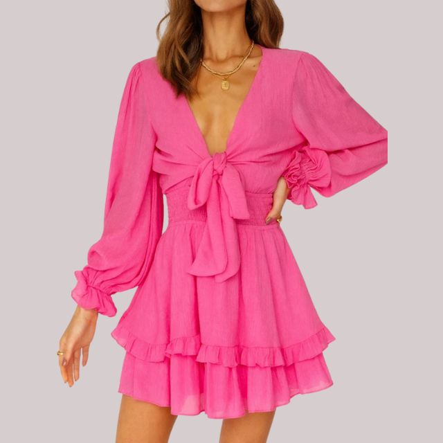 Valenzora | Wrap dress with ruffles and waistband