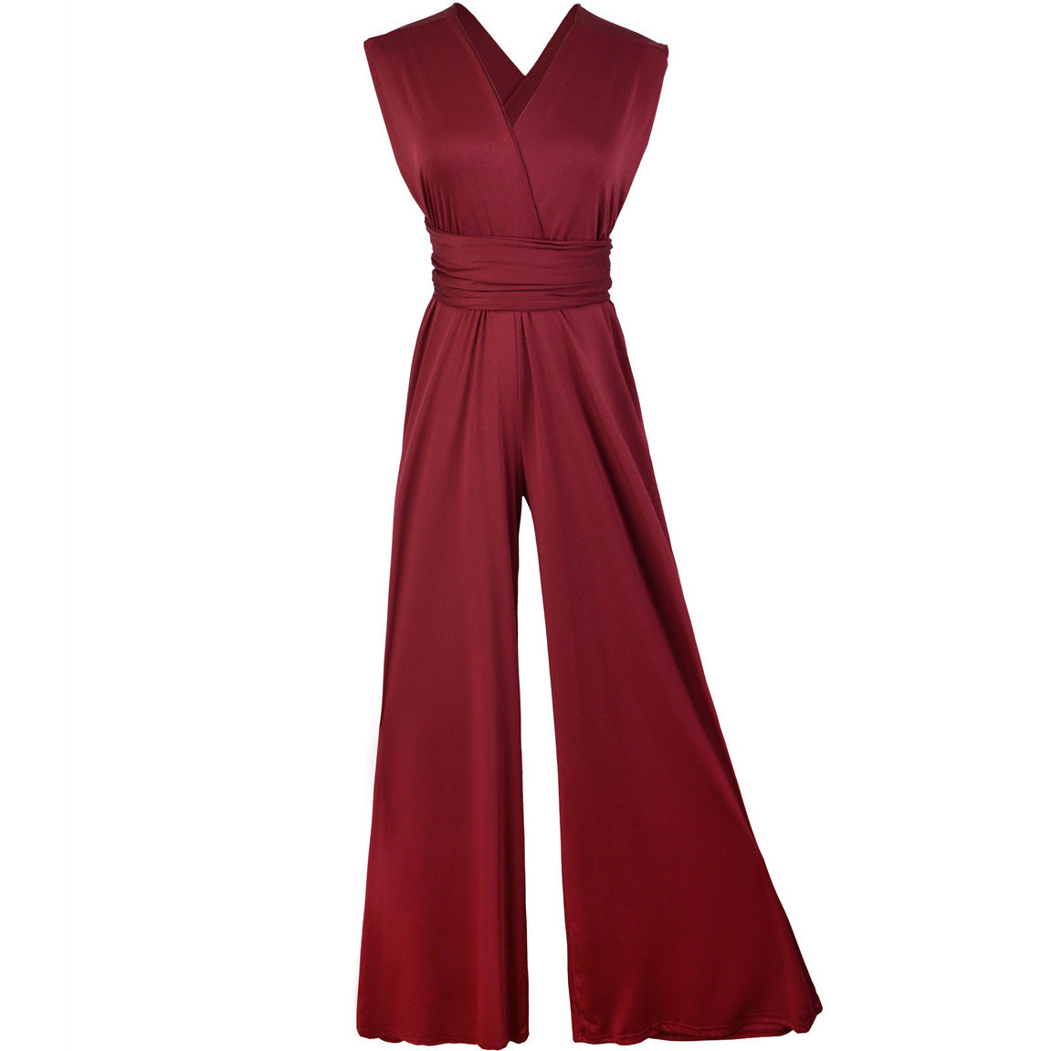 Women's elegant jumpsuit with deep V-neck and innovative wrap design, size S