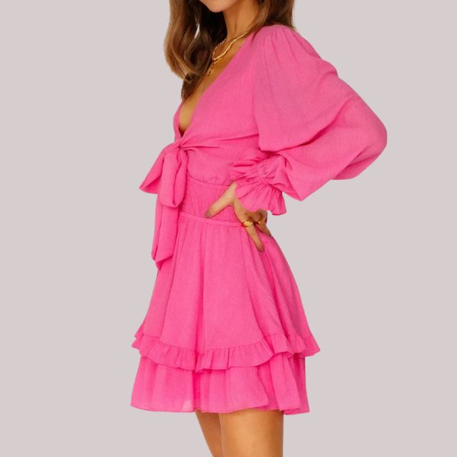 Valenzora | Wrap dress with ruffles and waistband