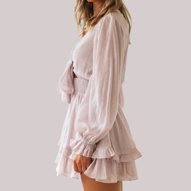 Valenzora | Wrap dress with ruffles and waistband