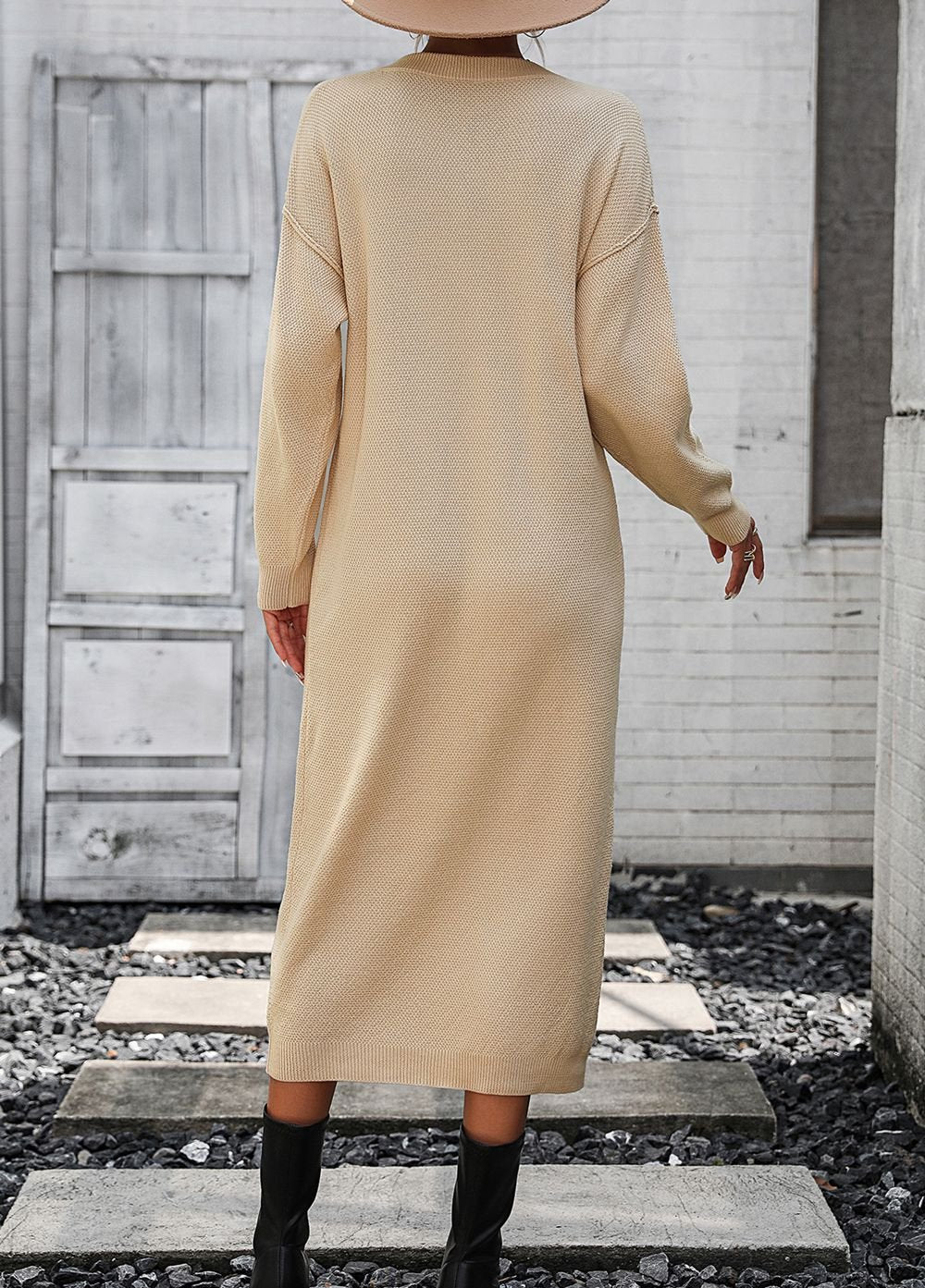 Valenzora | Chic autumn sweatshirt dress with button detail for women
