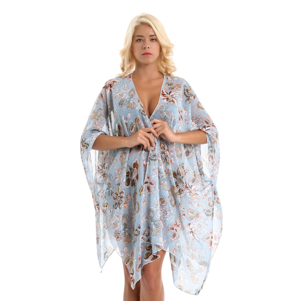 Eleganter Chiffon-Wickelrock für Damen mit Blumenmuster und asymmetrischem Saum, Größe S