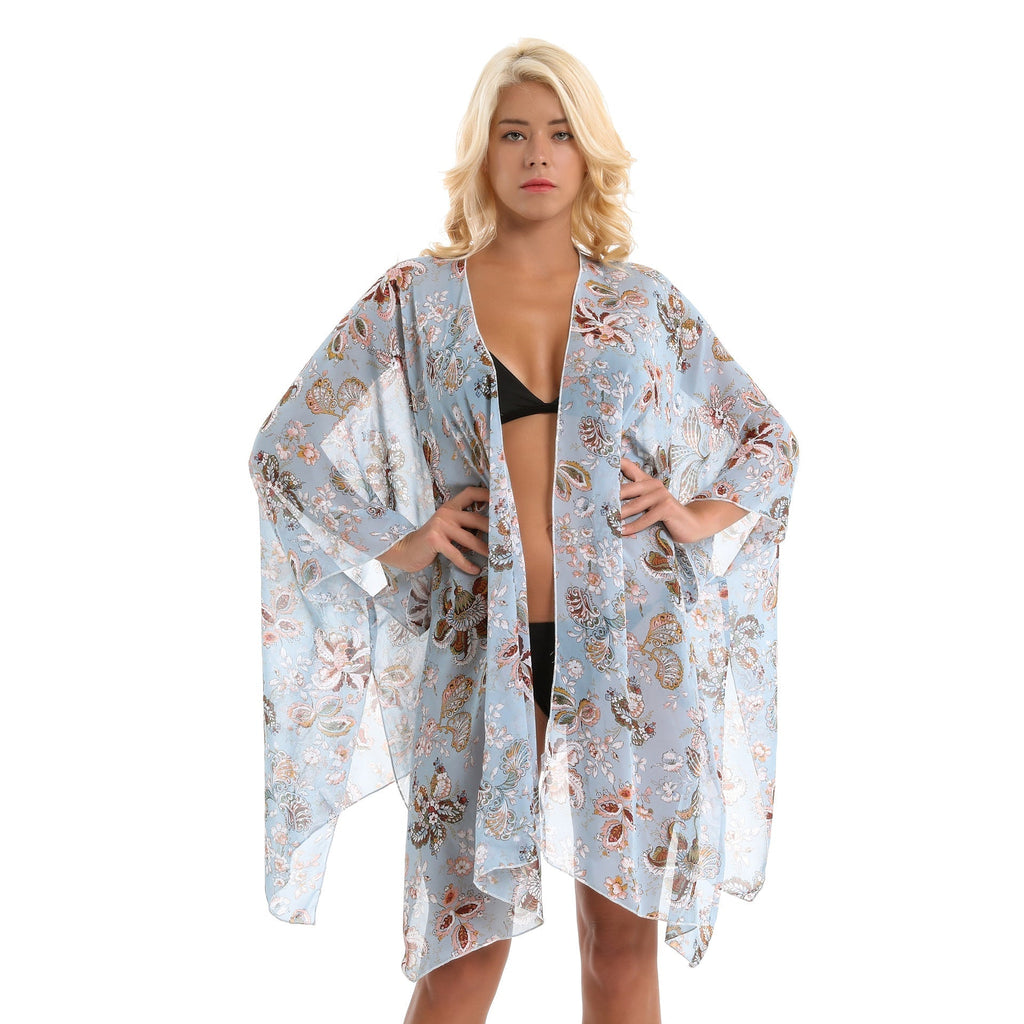 Eleganter Chiffon-Wickelrock für Damen mit Blumenmuster und asymmetrischem Saum, Größe S