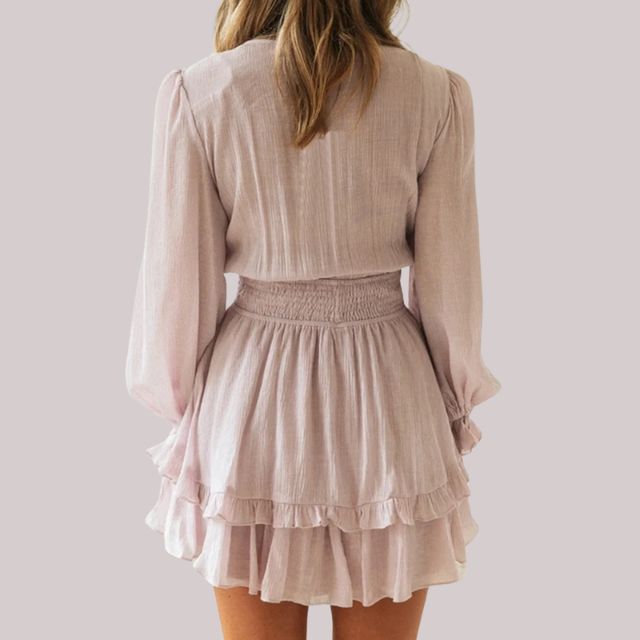 Valenzora | Wrap dress with ruffles and waistband