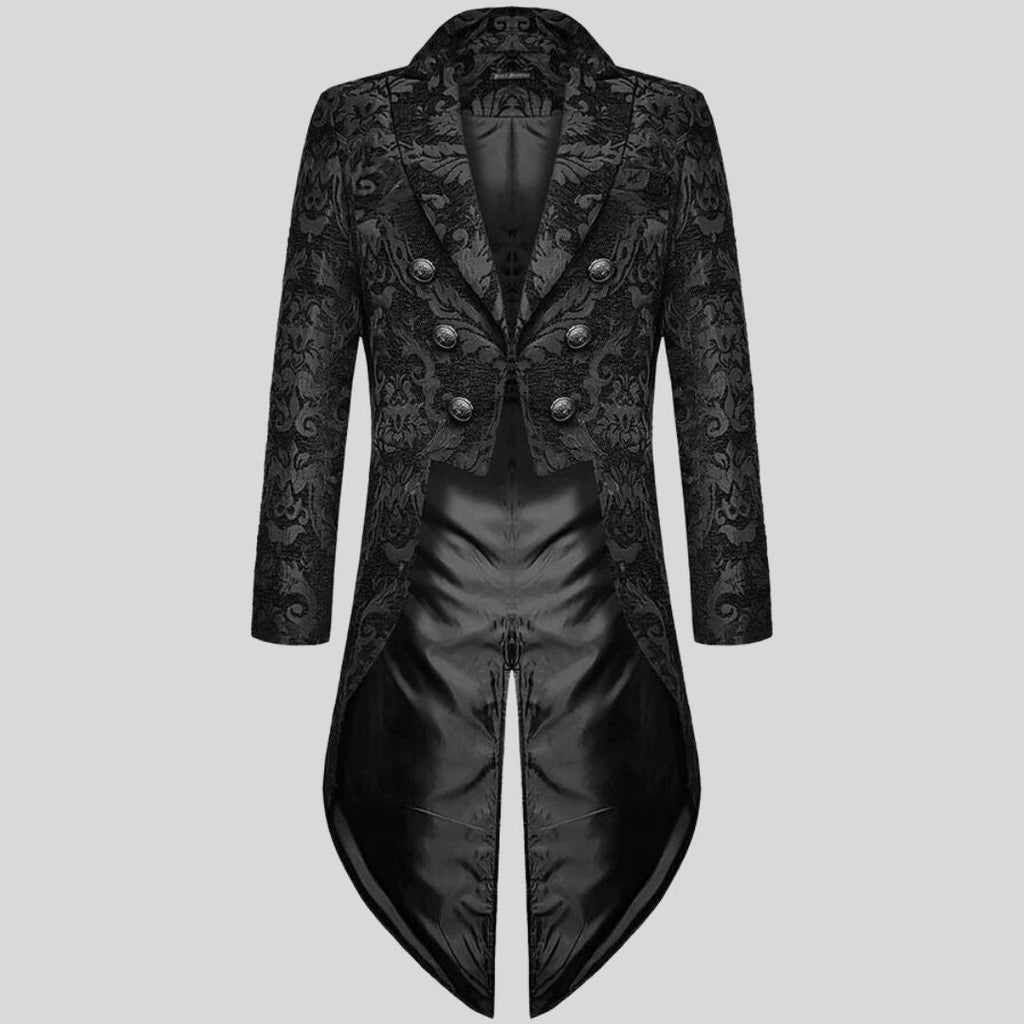 Valenzora | Victorian-Inspired Tailcoat With Embossed Brocade Pattern