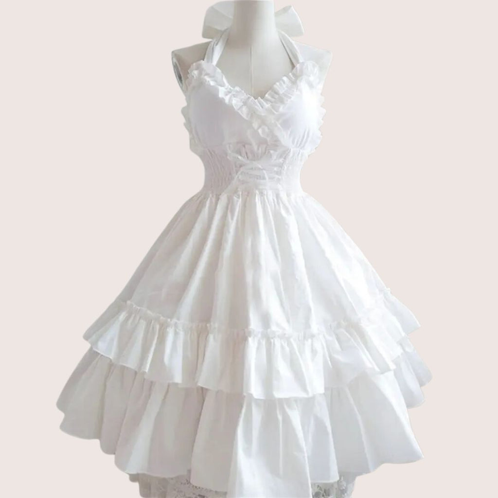 Valenzora | Romantic ruffled dress with bow collar