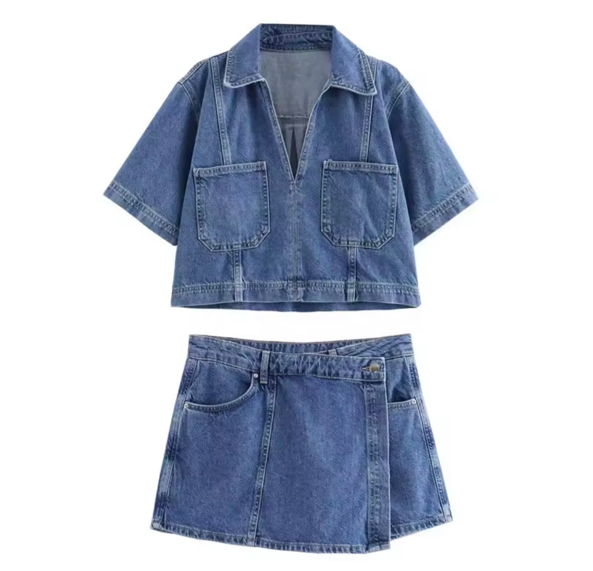 Valenzora | Trendy Denim Set Urban Chic