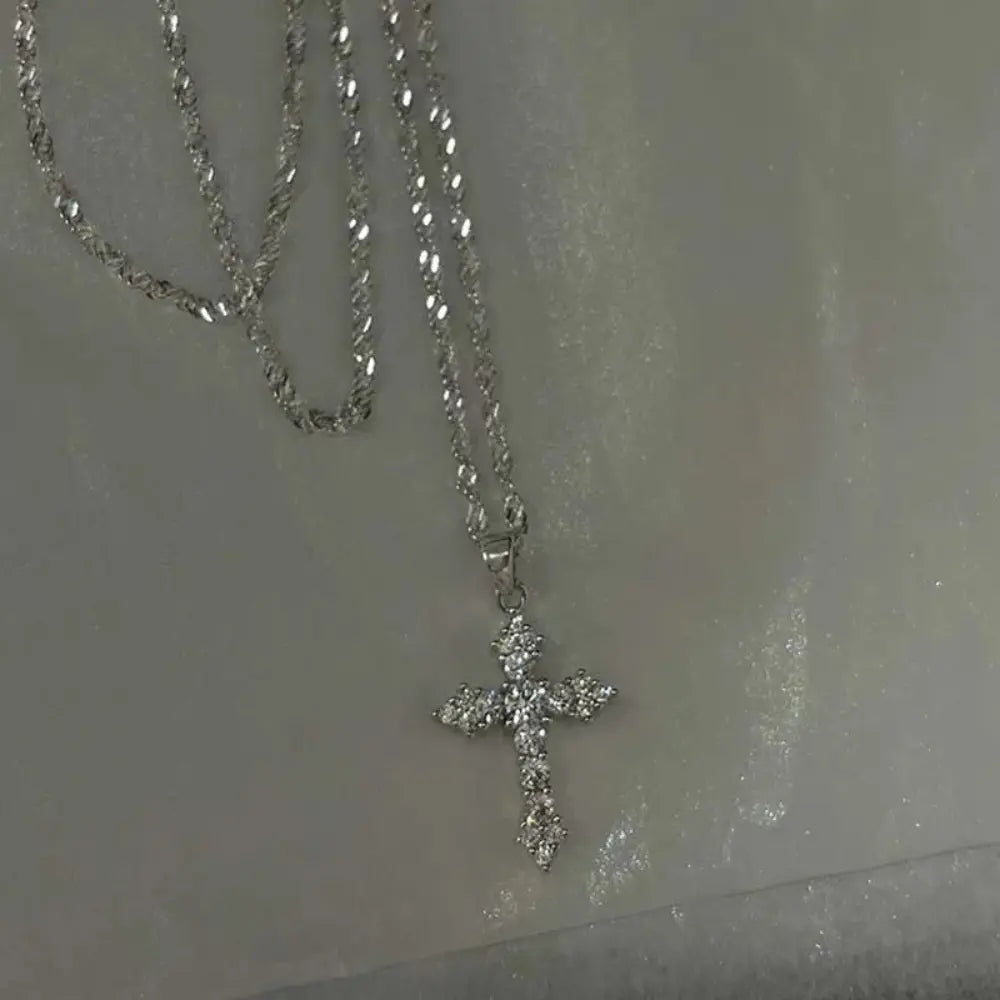 Valenzora | Crystal Zircon Cross Pendant Necklace for Women