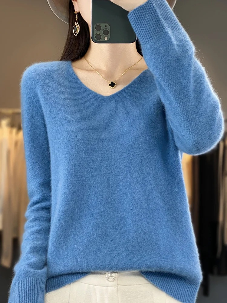 Valenzora | Damen Kaschmir Pullover, Eleganter V-Ausschnitt, Weich & Bequem
