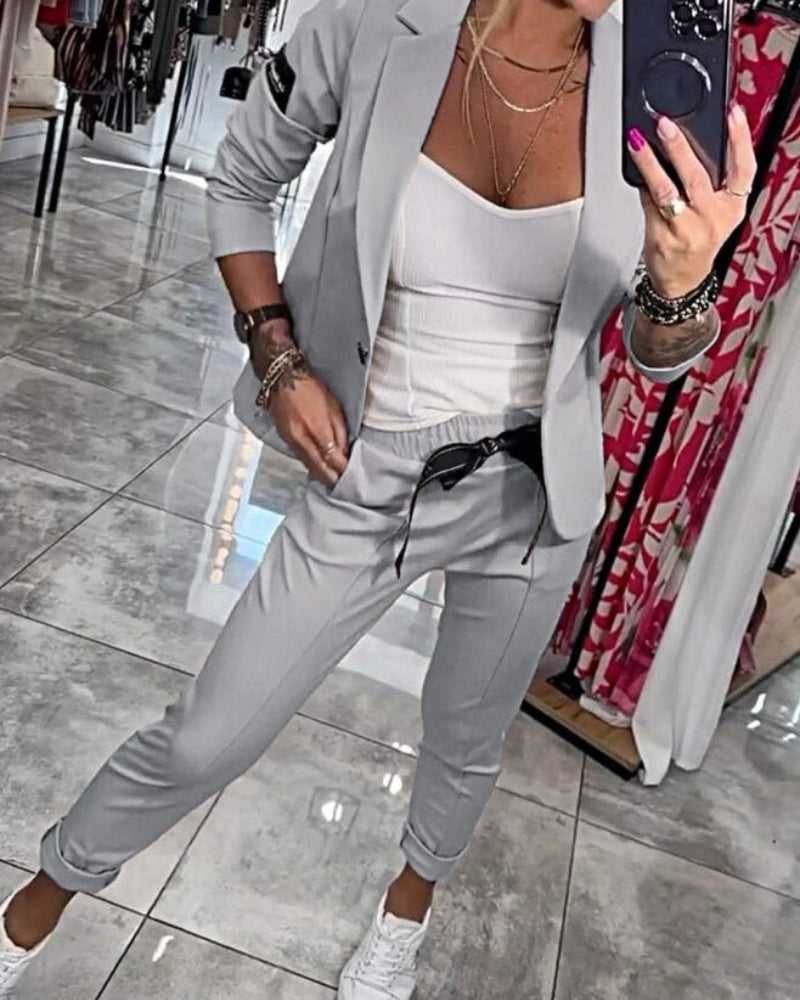 Valenzora | Stilvolles blaues Jacken- und Jogger-Set