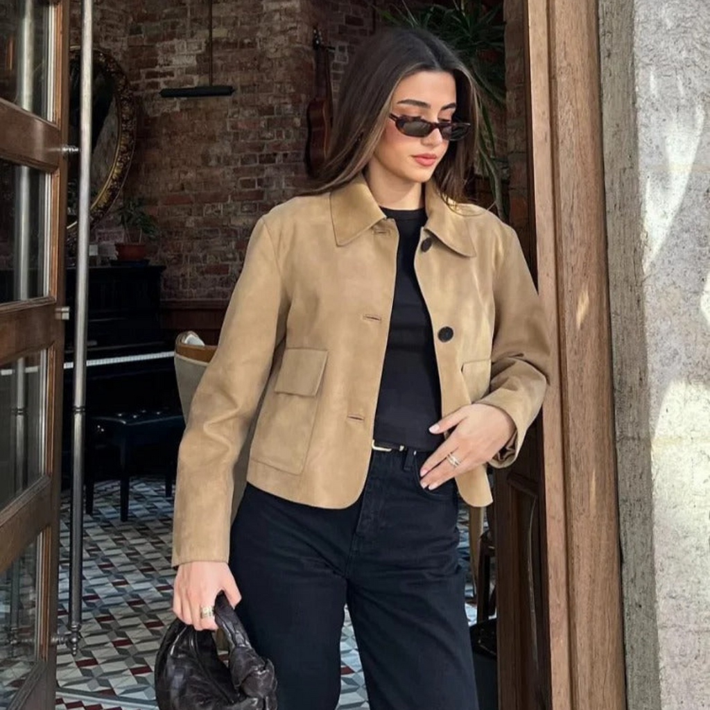 Valenzora | Beige leather jacket