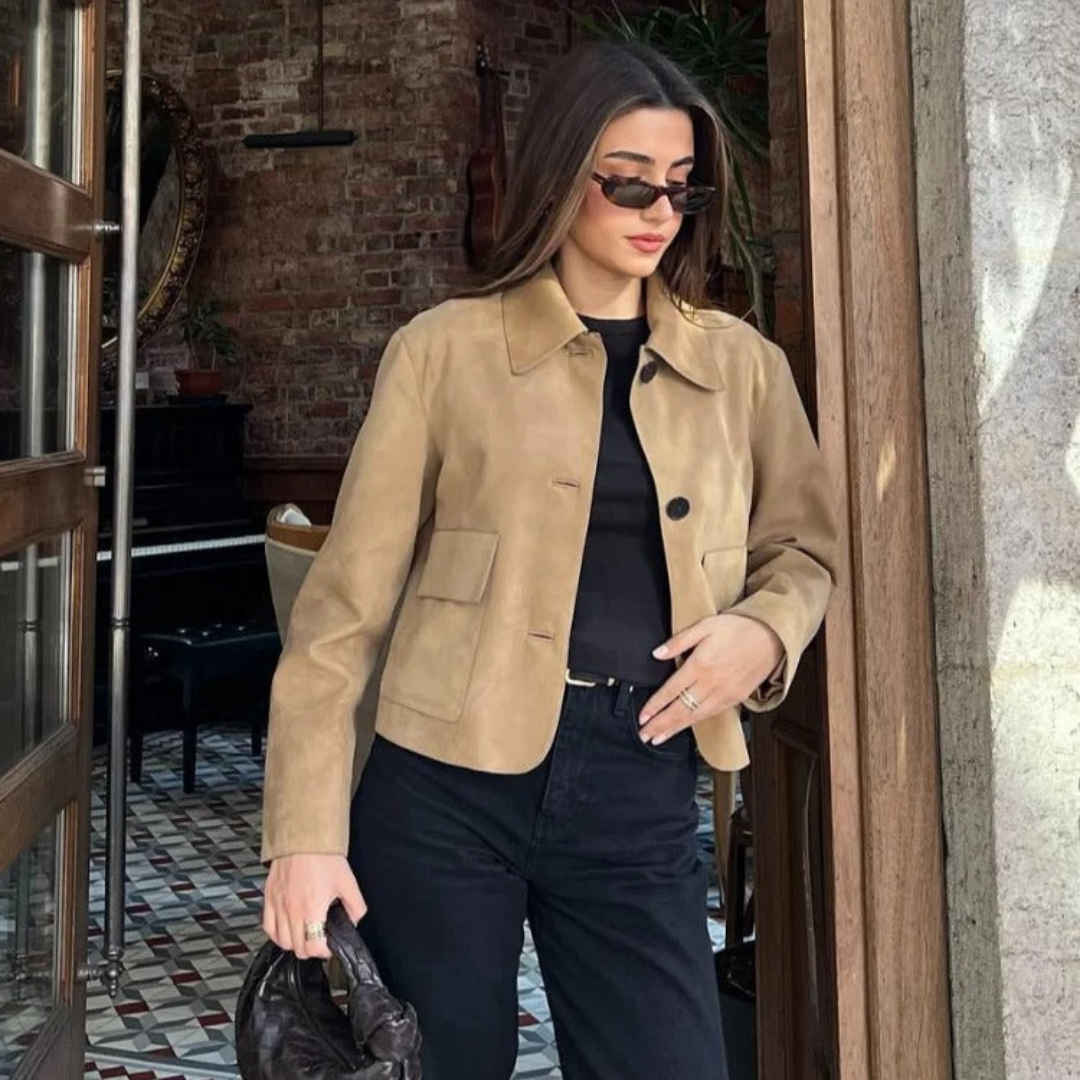 Valenzora | Beige leather jacket