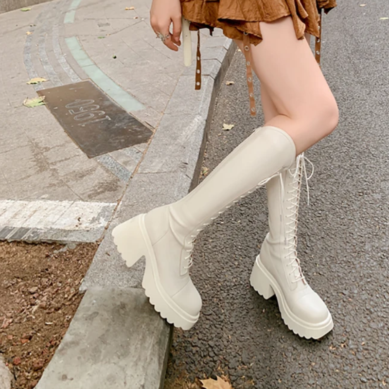 Valenzora | High Boots Women's Boots with Laces and Sturdy Heel