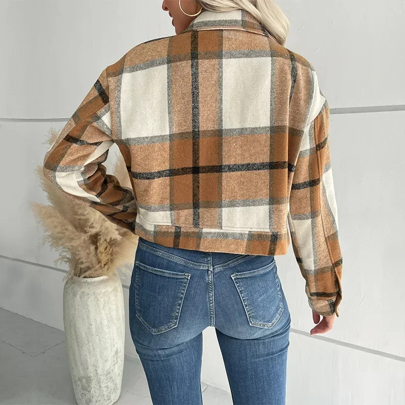 Valenzora | Long-sleeved bomber jacket with check pattern and buttons