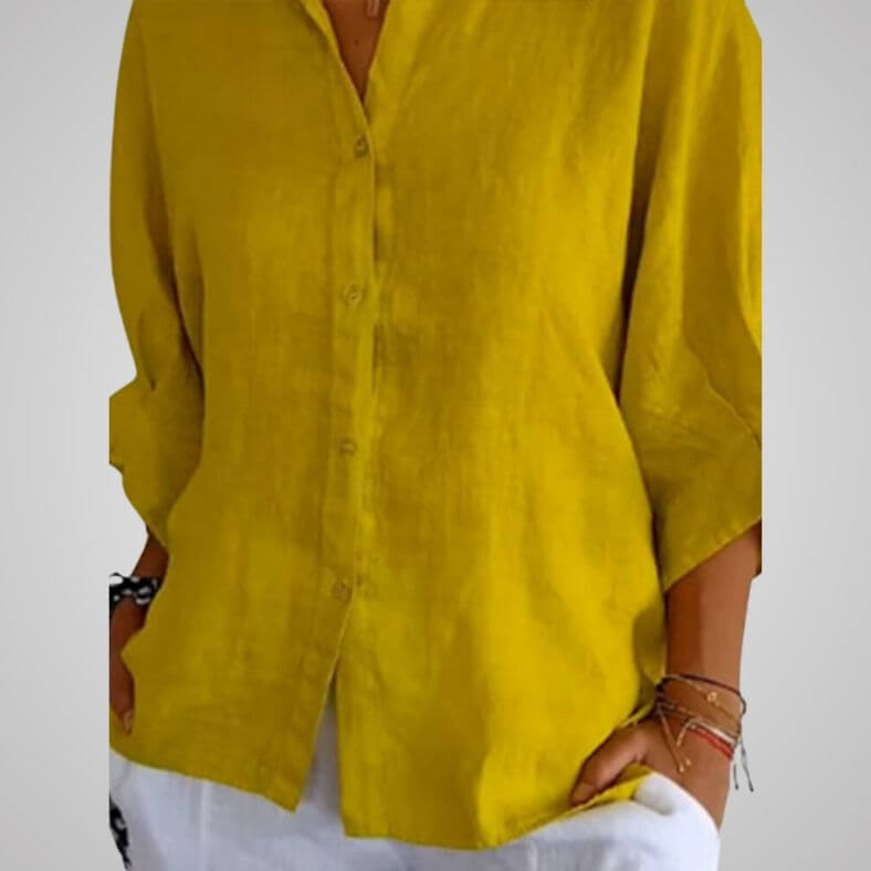 Valenzora | Casual cotton and linen shirt with loop closure for women