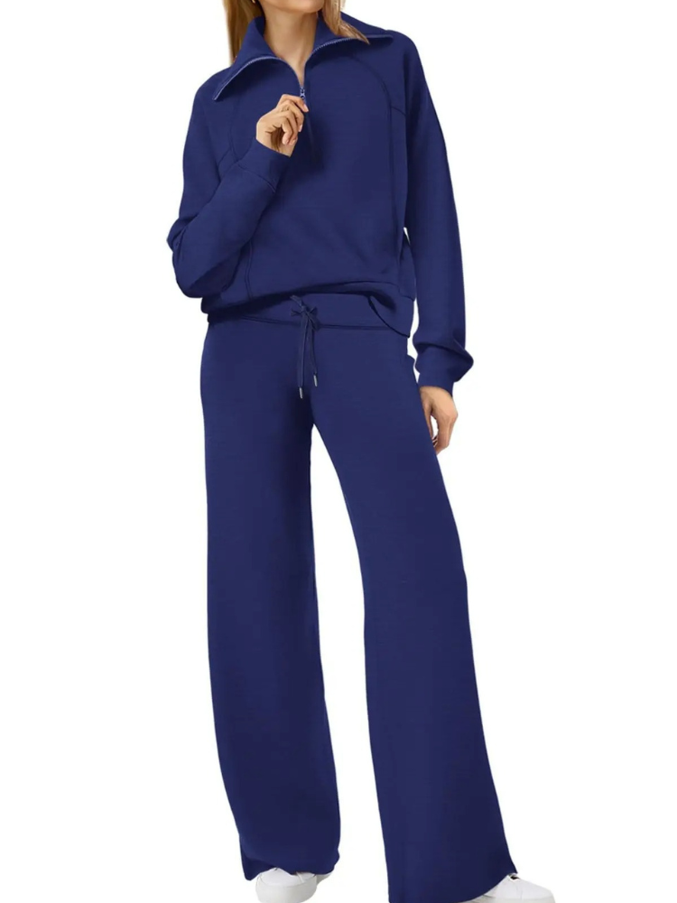 Valenzora | Bequemes Loungewear-Set für Damen mit Stehkragen und Kordelzug, modernes Set