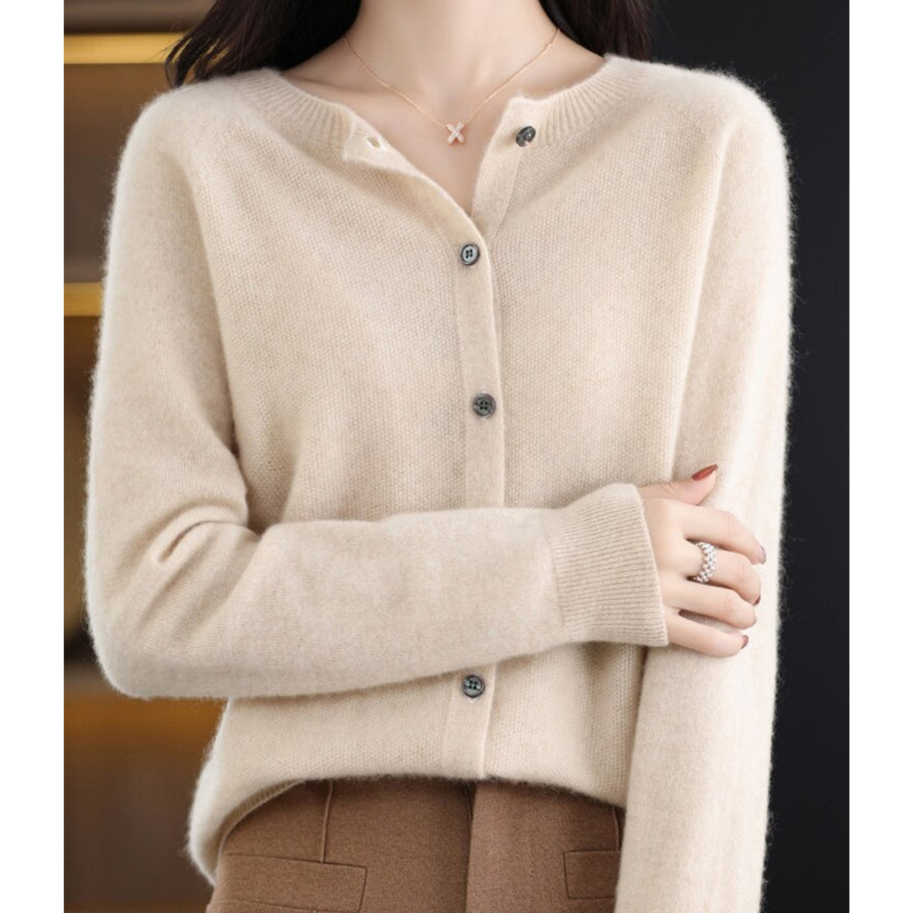 Damen Strickjacke mit Rundhalsausschnitt