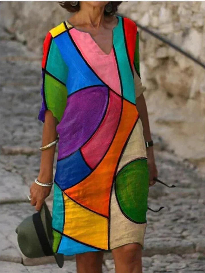 Valenzora | Bedrucktes Midikleid mit V-Ausschnitt
