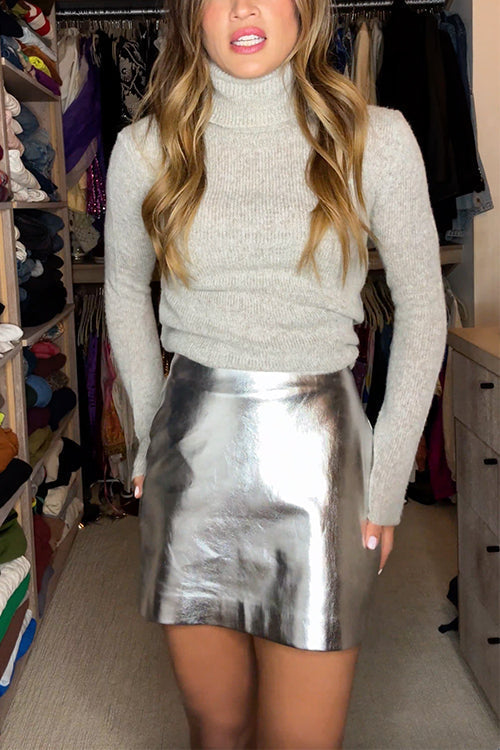Valenzora | Rosiedress Metallic Faux Leather Mini Skirt