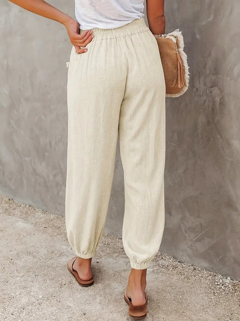 Valenzora - High-waisted long trousers