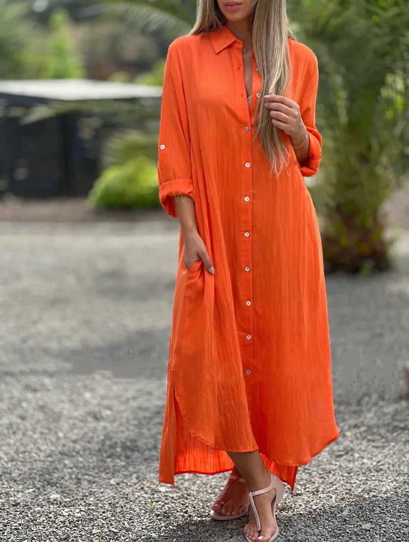 Valenzora | Solid color, casual women's shirt blouse, button closure at the front