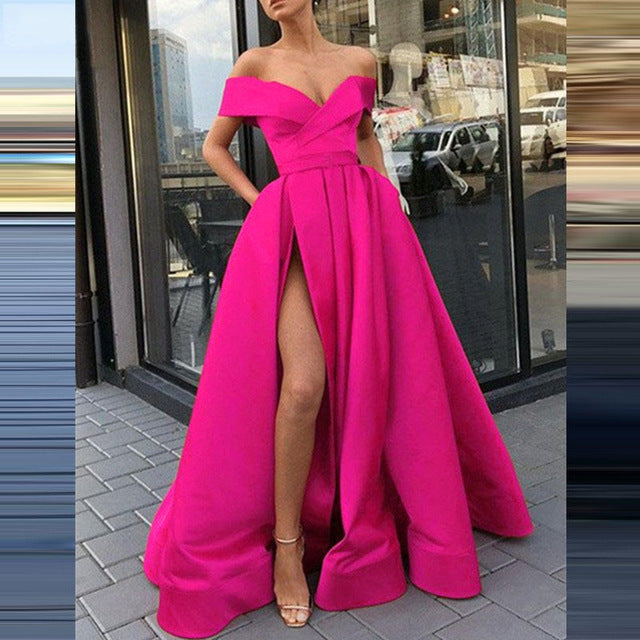 Valenzora | eBay Satin Multicolored Deep V-Neck Dress
