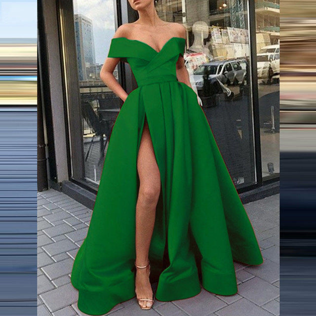 Valenzora | eBay Satin Multicolored Deep V-Neck Dress