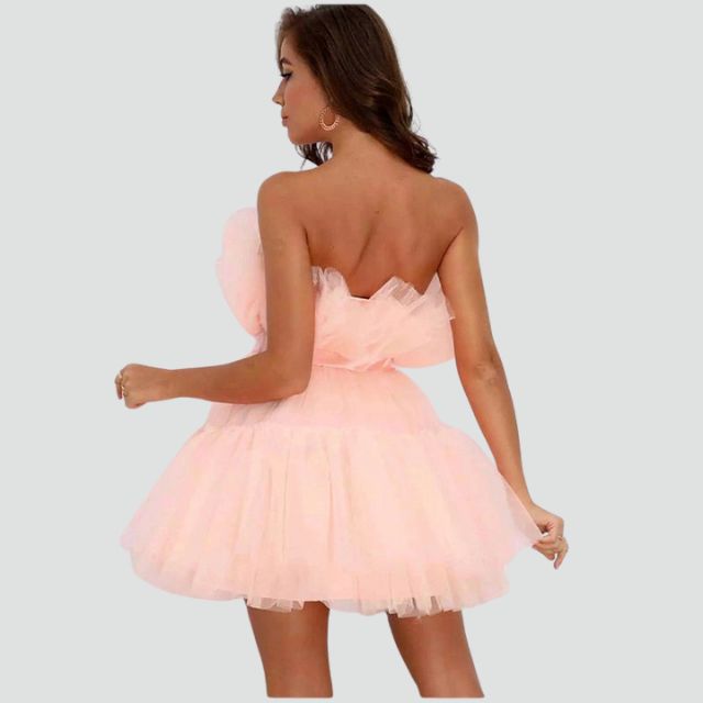 Valenzora | Strapless tulle dress with layered skirt