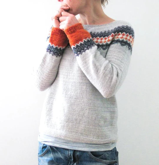 Grey boho style sweater