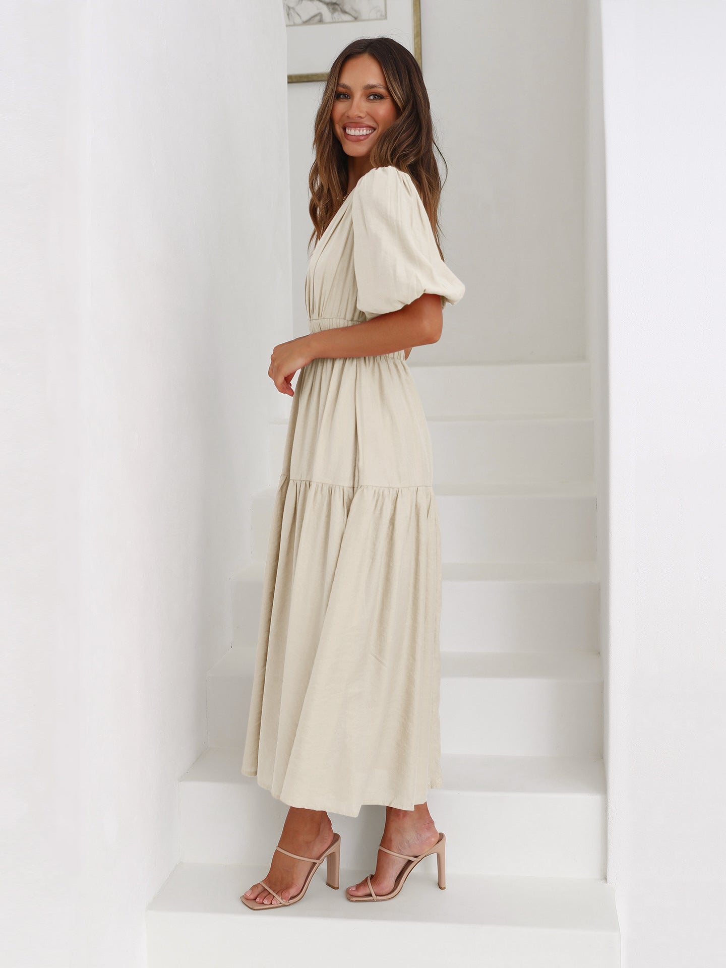 Valenzora | Dress with puff sleeves for women