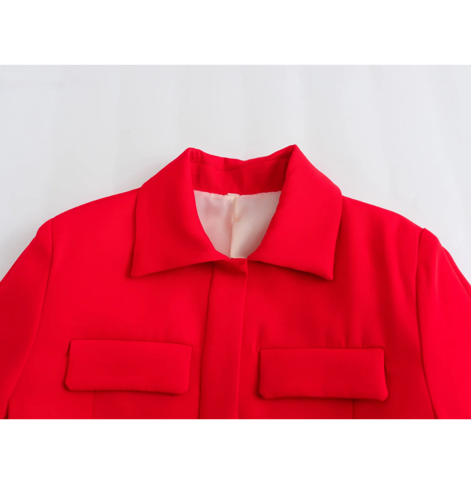 Valenzora | Women's Bomber Jacket Short Jacket with Four Front Pockets and Minimalist Design