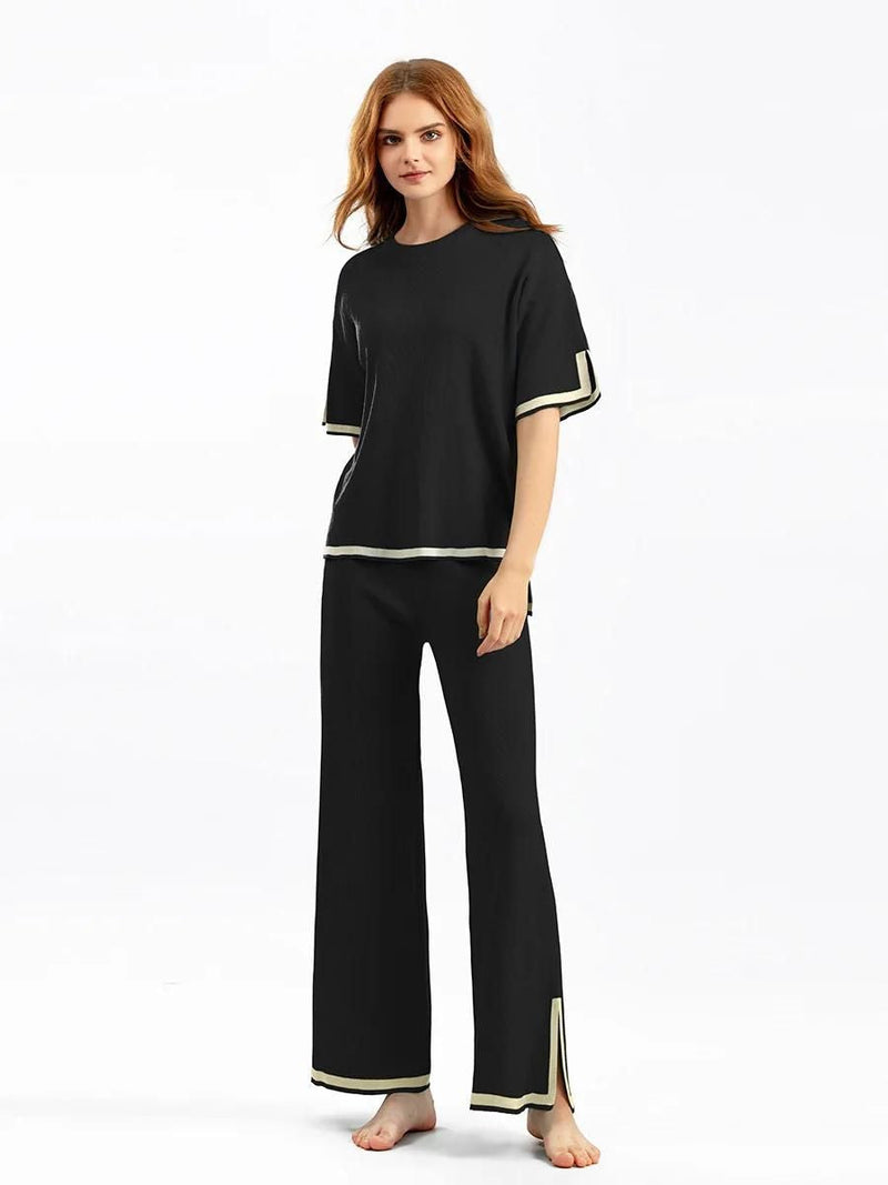 Valenzora | Elegant short-sleeved two-piece set made of ice silk