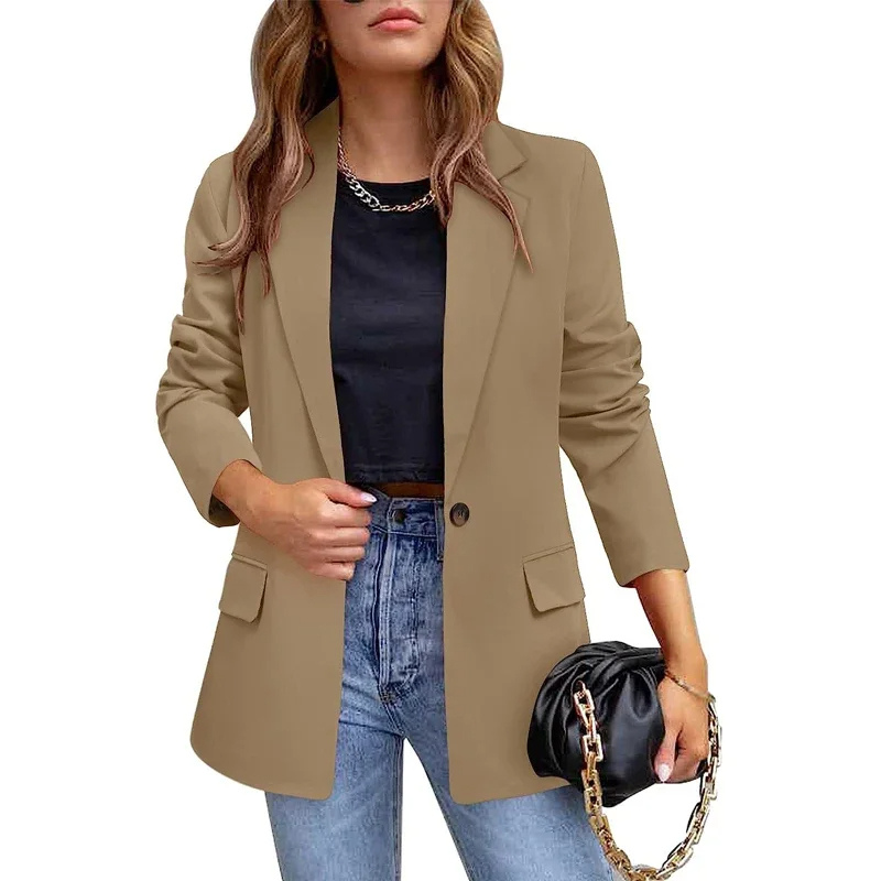 Valenzora | Long women's blazer with flap pockets and tailored cut