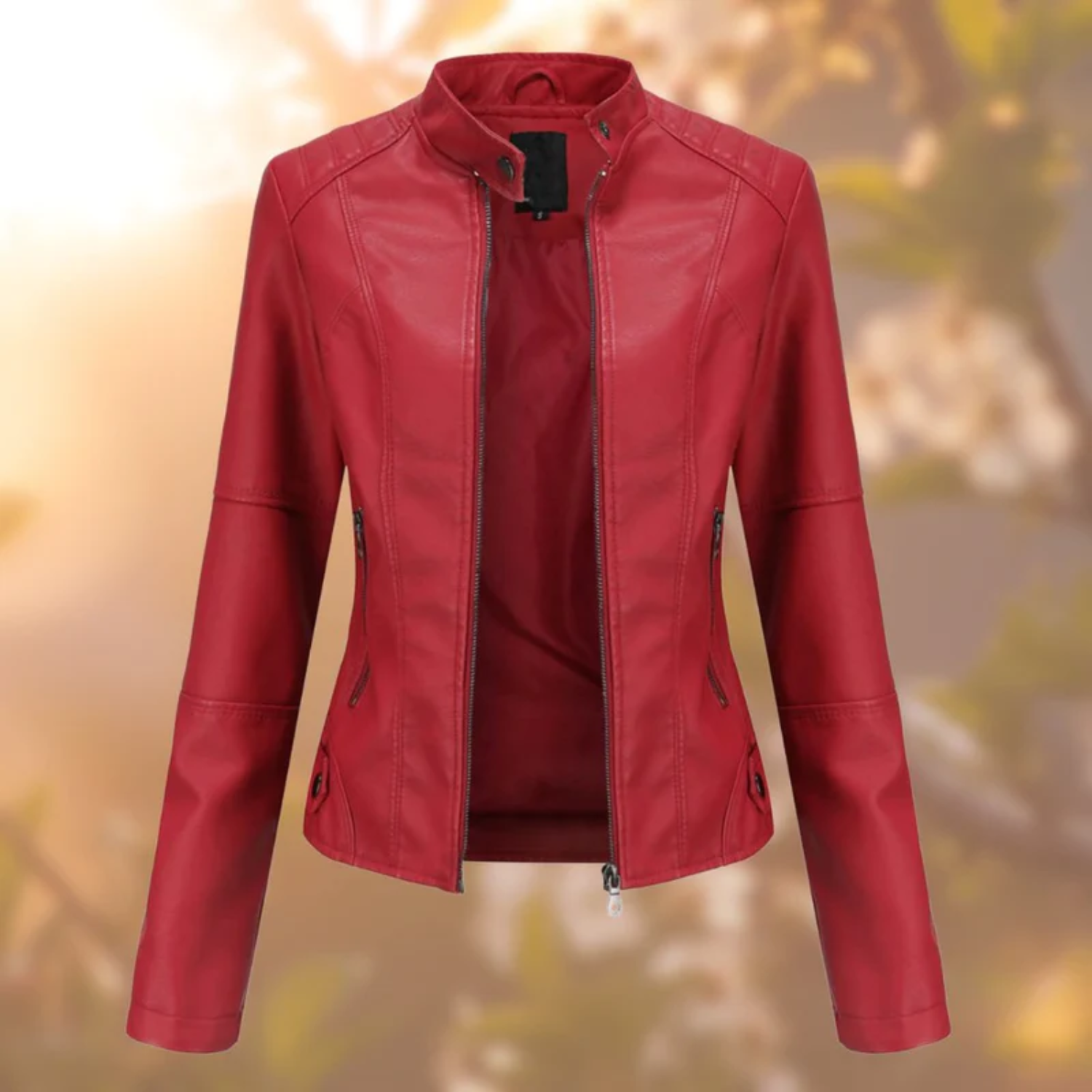 Valenzora | Comfortable leather jacket with full sleeves