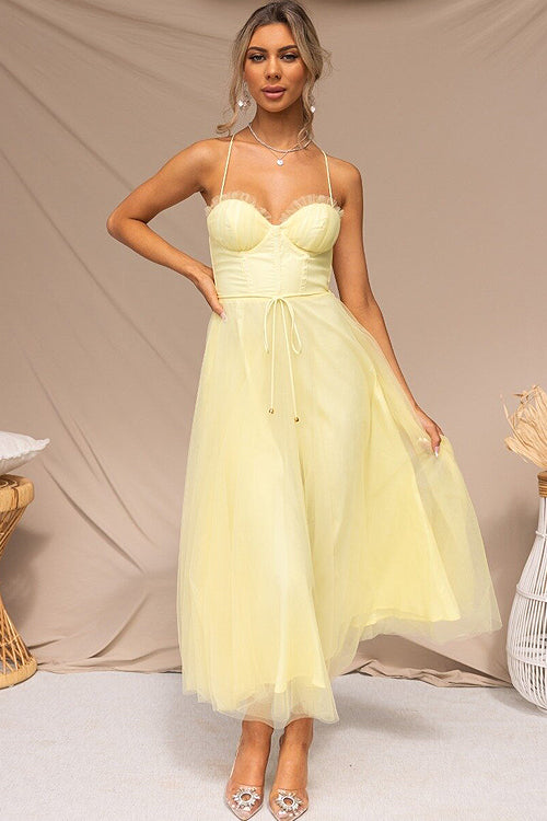 Valenzora | Rare Beauty Tulle Backless Midi Dress